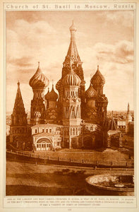 1923 Rotogravure Saint Basils Cathedral Red Square Moscow Russia Church Historic