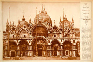 1923 Rotogravure Saint Mark's Basilica Piazza San Marco Venice Church Historic