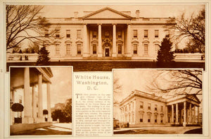 1923 Rotogravure White House Portico Washington D. C. Building Historic Image