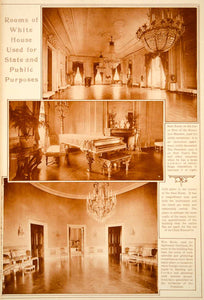 1923 Rotogravure White House East Room Piano Blue Washington D.C. Historic Image