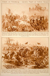 1923 Rotogravure Civil War Battle Siege Vicksburg Yellow Tavern Cavalry Soldiers
