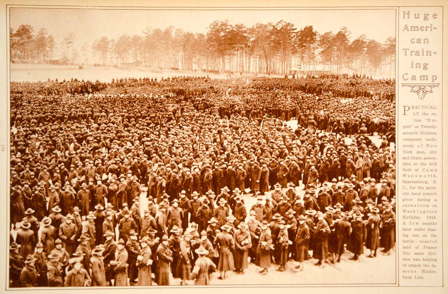 1923 Rotogravure WWI Camp Wadsworth Training Camp 27th Infantry Division Troops