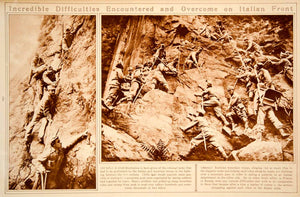1923 Rotogravure World War I Italian Front Mountain Cliff Soldiers Austria Italy