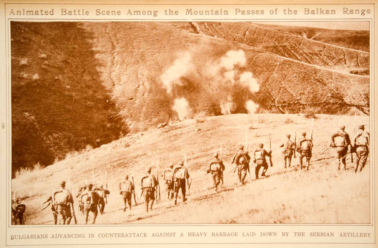 1923 Rotogravure World War I Battle Balkans Serbian Artillery Bulgarian Soldiers