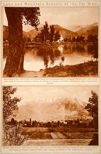1923 Rotogravure Broadmoor Lake Colorado Springs Mount Timpanogos Landscape West