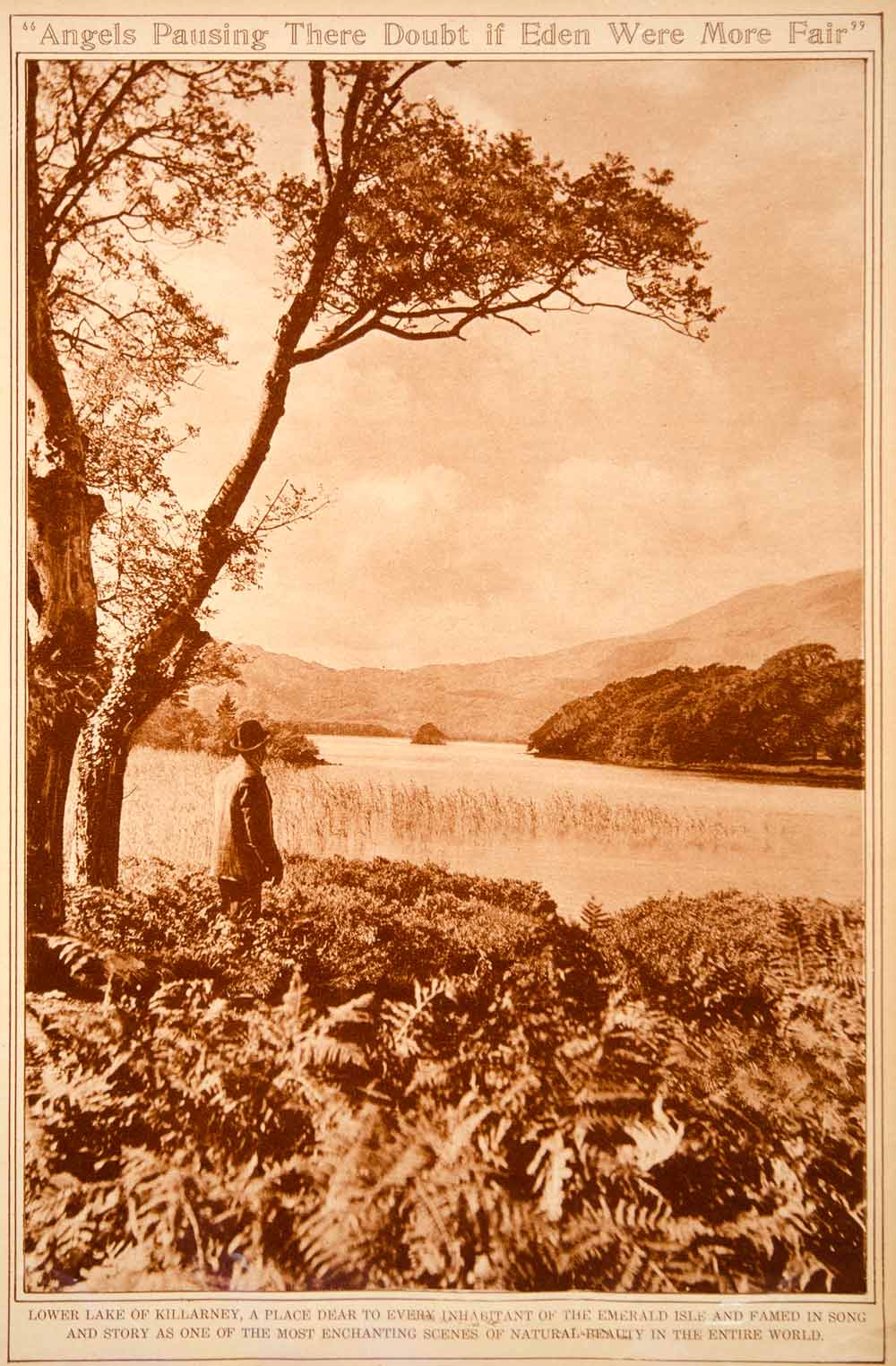 1923 Rotogravure Lough Leane Lakes of Killarney County Kerry Ireland Landscape
