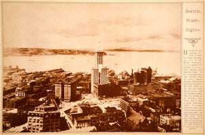 1923 Rotogravure Seattle Washington Cityscape Business District Historic View
