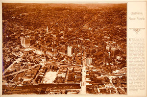 1923 Rotogravure Buffalo New York Cityscape Aerial Birds Eye View City Historic