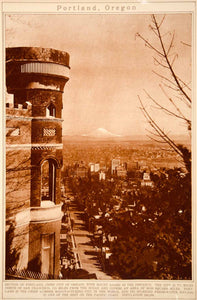 1923 Rotogravure Portland Oregon Cityscape Street Mount Adams Historic City View