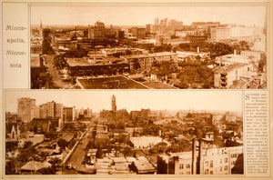 1923 Rotogravure Minneapolis Business District Cityscape Panorama Historic Views