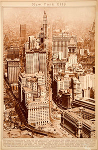 1923 Rotogravure New York City Aerial View Broadway Woolworth Singer Building