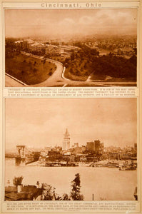 1923 Rotogravure Cincinnati OH University Cityscape River Front Historic Views