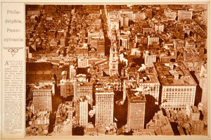 1923 Rotogravure Philadelphia Cityscape Aerial Bird's Eye View Historic City