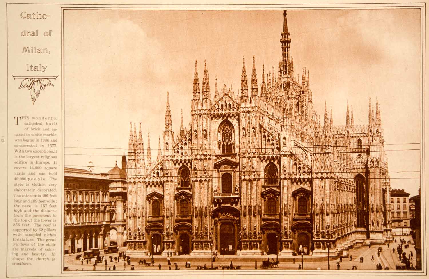 1923 Rotogravure Milan Cathedral Duomo Milano Basilica Nativity St. Mary Church