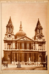 1923 Rotogravure St Paul's Cathedral London Christopher Wren Architecture Church