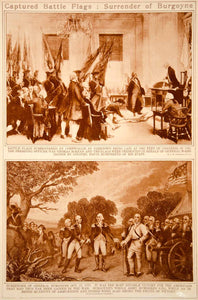 1923 Rotogravure American Revolutionary War Art Battle Flags Surrender Burgoyne