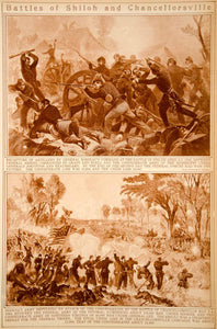 1923 Rotogravure American Civil War Art Battle Shiloh Chancellorville Soldiers