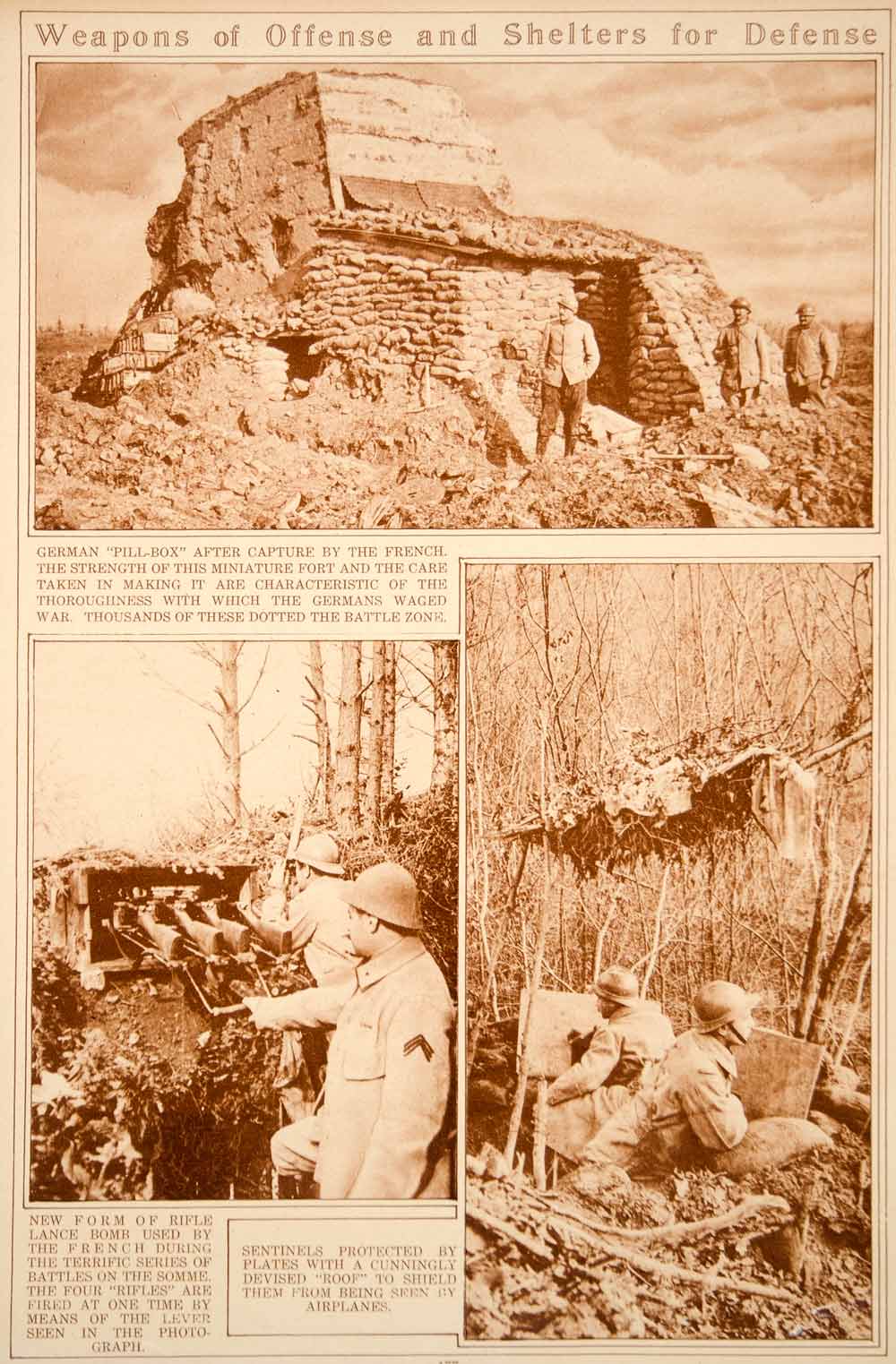 1923 Rotogravure WWI German Pillbox French Rifle Lance Weapons Military Historic