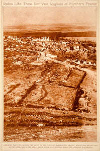 1923 Rotogravure WWI Montfaucon France Ruins Trenches Aerial Bird's Eye View