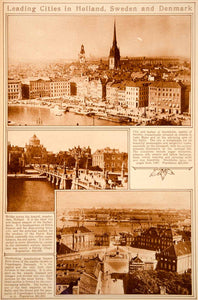 1923 Rotogravure Stockholm Sweden Amsterdam Holland Copenhagen Historic Cities