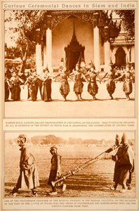 1923 Rotogravure Thailand Siamese Royal Ballet Dancers Siam Music Calcutta India
