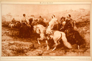 1923 Rotogravure Adolf Schreyer Arab Patrol Horses Equestrian German Painting