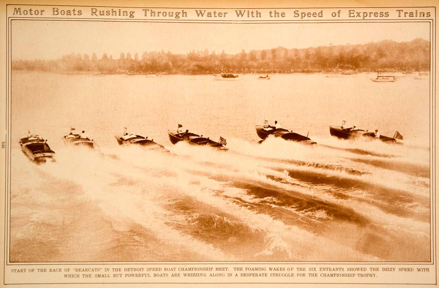 1923 Rotogravure Detroit Speed Boat Championship Meet Racing Bearcat Motor Boats