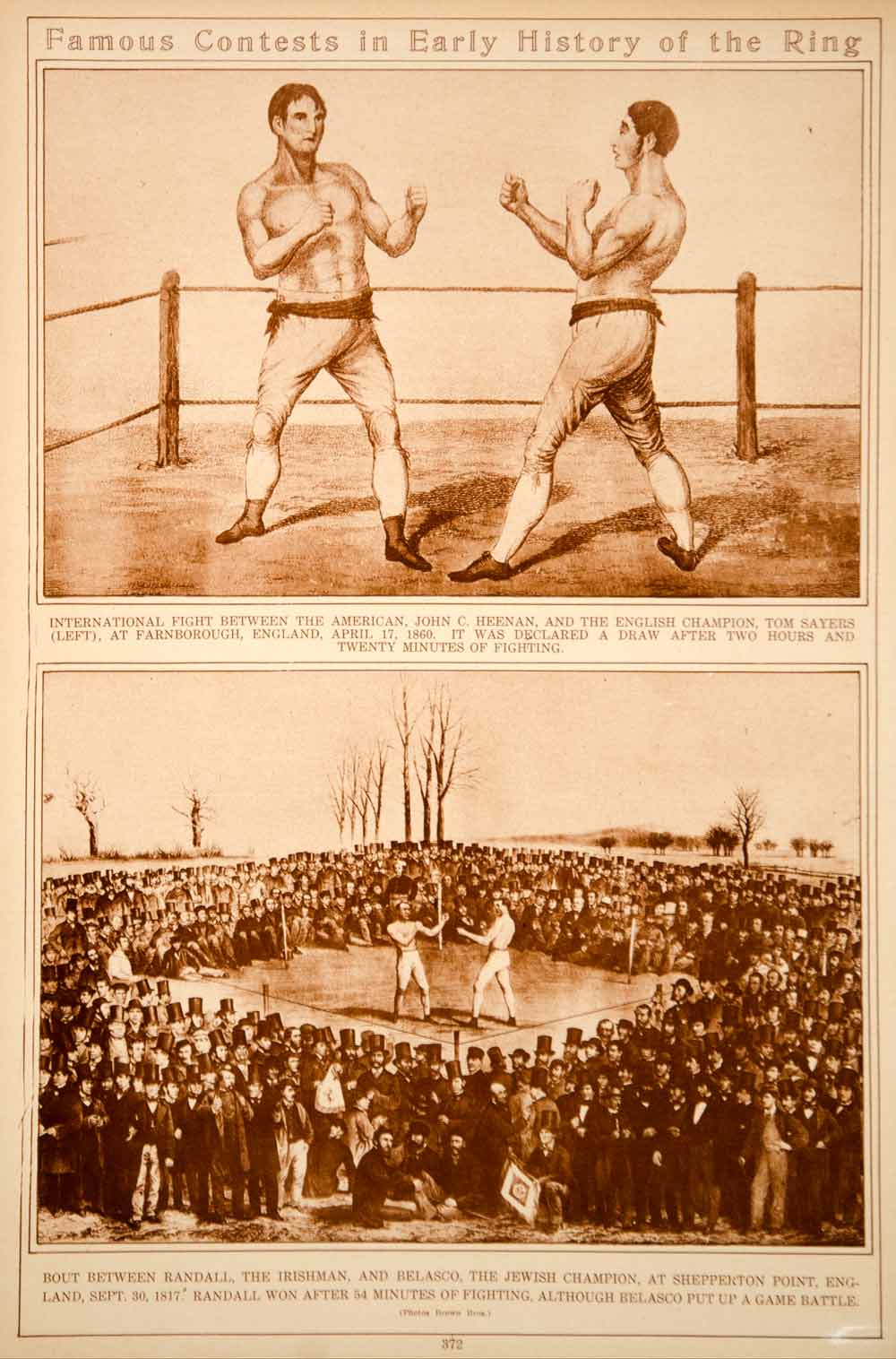 1923 Rotogravure John C. Heenan Tom Sayers Jack Randall Belasco Boxing Fighters