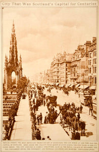1923 Rotogravure Princes Street Edinburgh Scotland City Cityscape Historic View