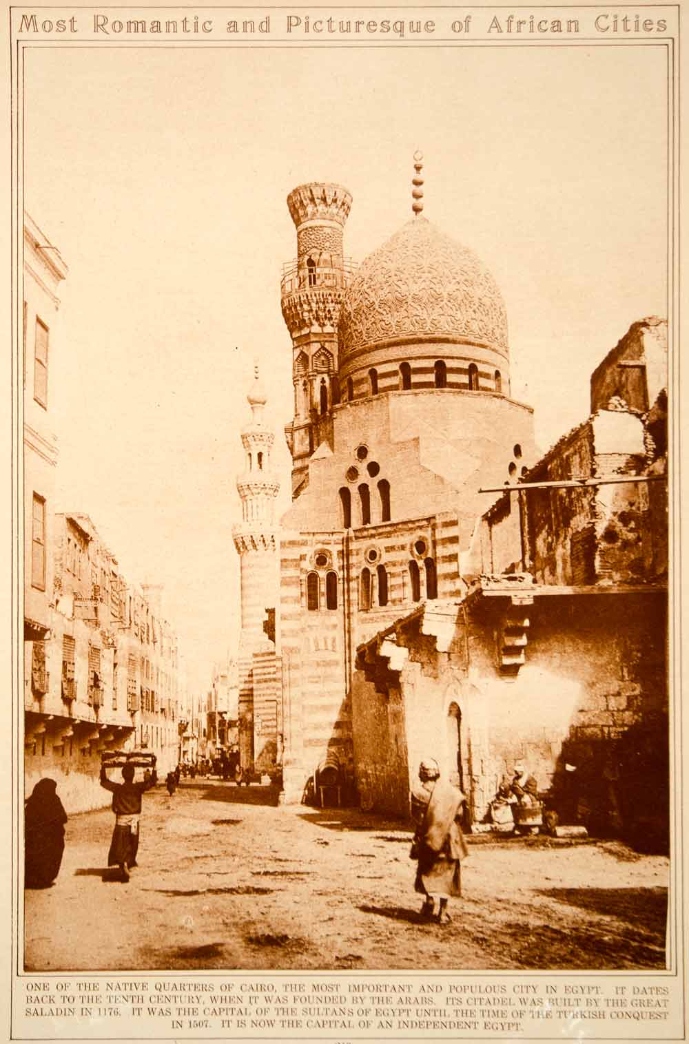 1923 Rotogravure Cairo Egypt Cityscape Historic Capital City View Architecture