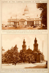1923 Rotogravure Buenos Aires Argentina Capital Santiago Chile Cathedral City