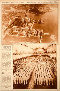 1923 Rotogravure United States Naval Academy Annapolis Aerial View Commencement