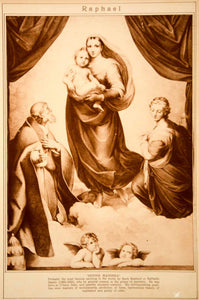1923 Rotogravure Raphael Sistine Madonna Virgin Mary Christ Child Cherubs Art