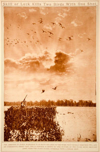 1923 Rotogravure Duck Hunting Blind Hunter Game Birds Sport Shooting Wildlife