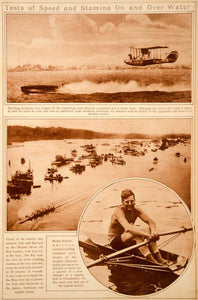 1923 Rotogravure Boating Races Seaplane Yale Harvard Varsity Race Walter Hoover