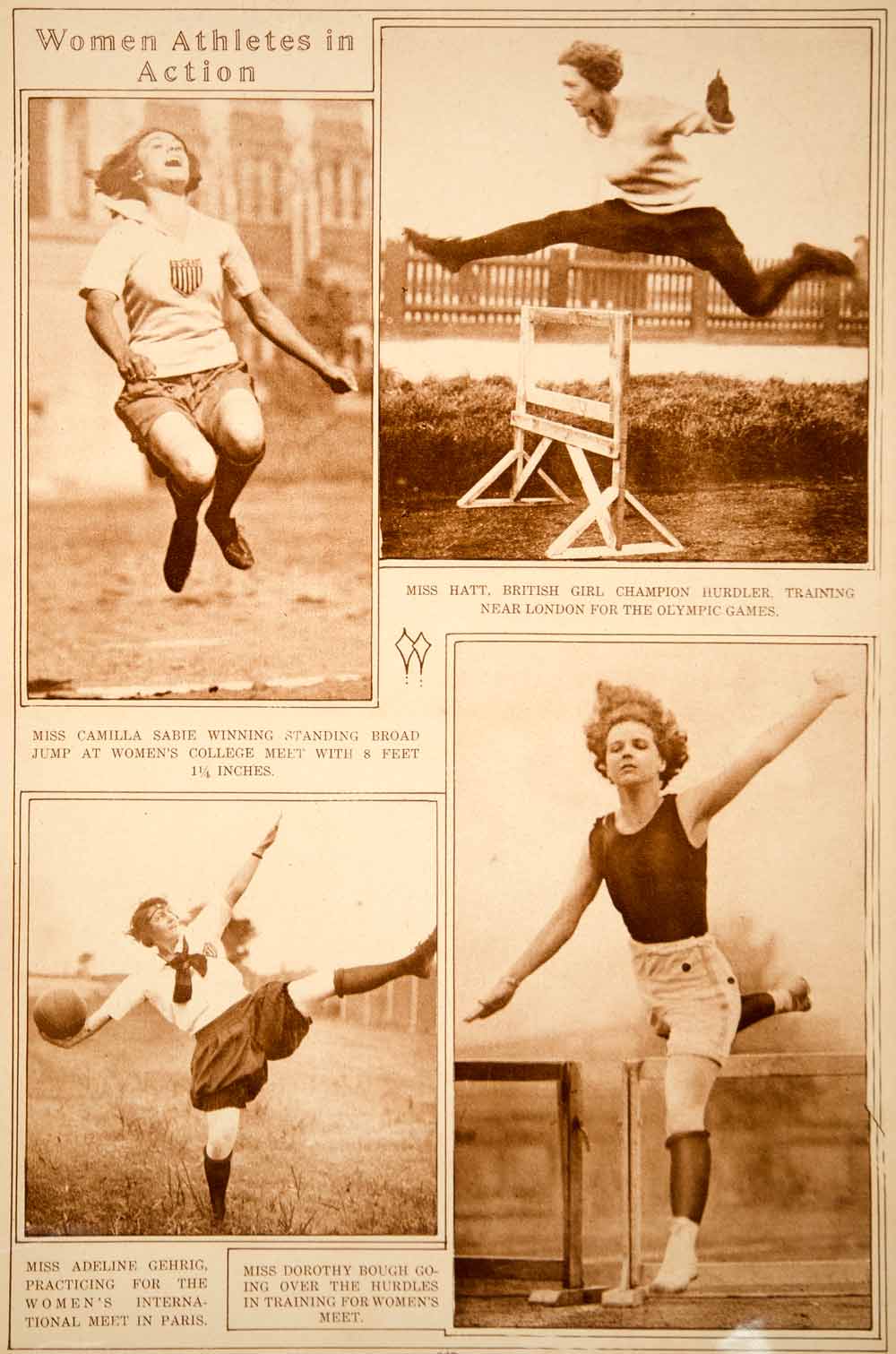 1923 Rotogravure Women Track Field Camilla Sabie Adeline Gehrig Dorothy Bough
