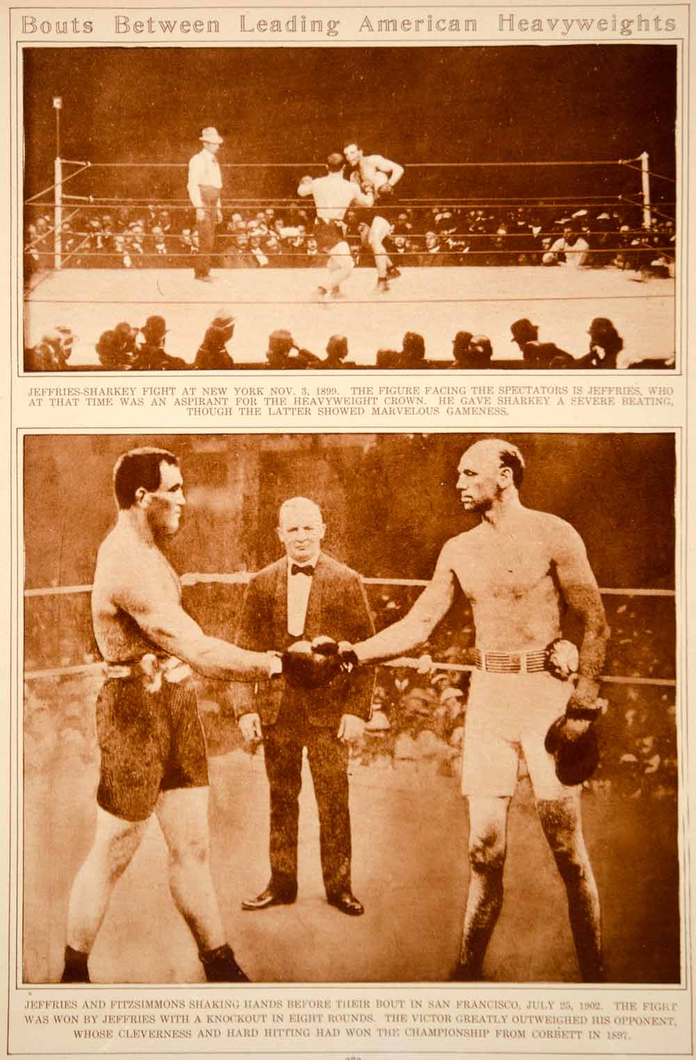 1923 Rotogravure Boxing James J. Jeffries Bob Fitzsimmons Heavyweight Bout Match