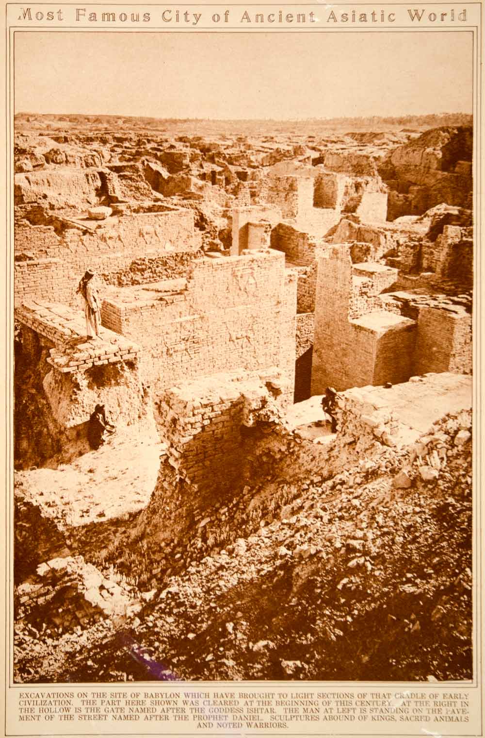 1923 Rotogravure Babylon Ruins Ancient City Mesopotamia Hillah Iraq Archaeology