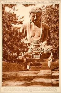 1923 Rotogravure Great Buddha Bronze Daibutsu Kamakura Japan Buddhism Religion