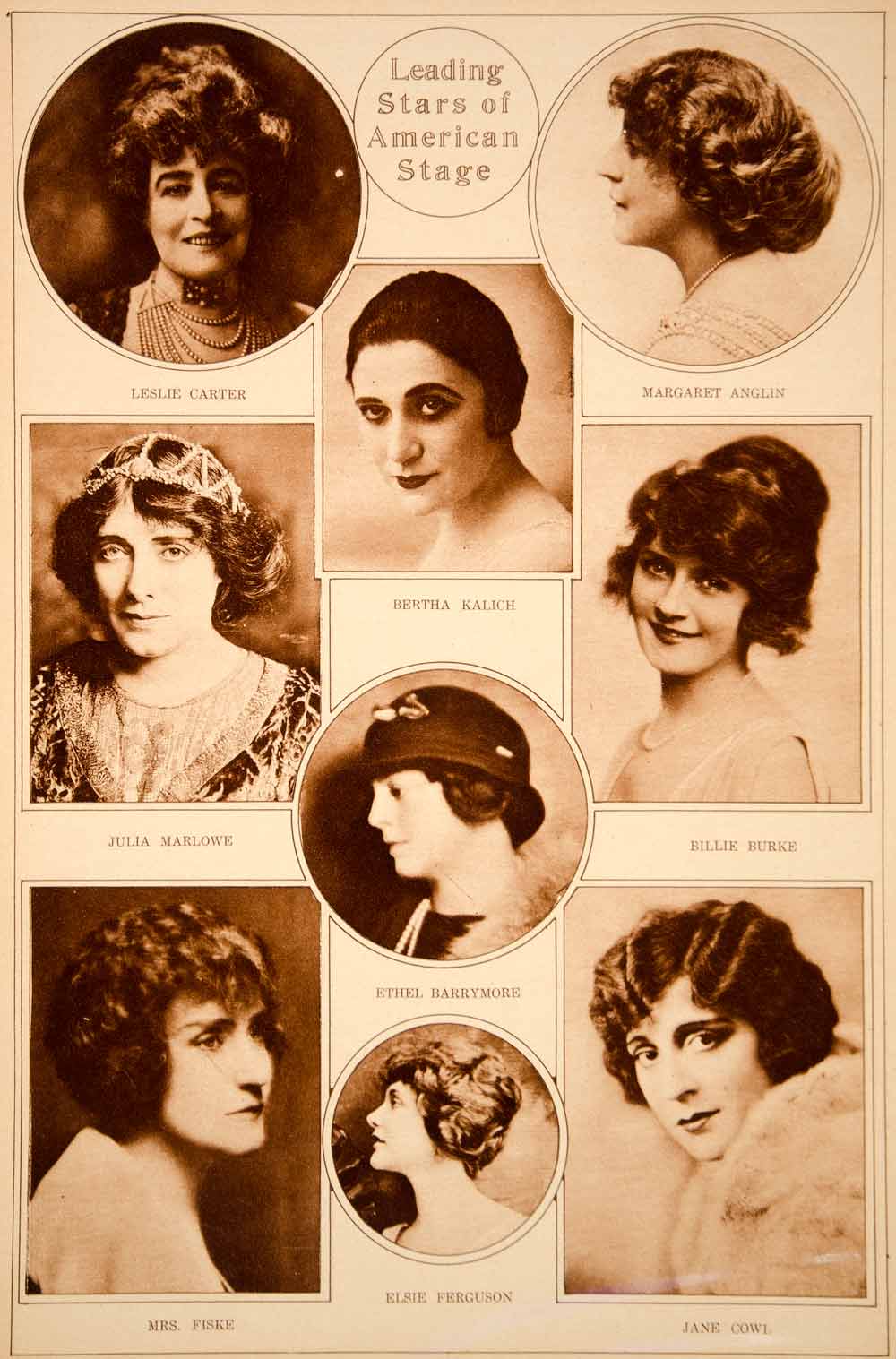 1923 Rotogravure Ethel Barrymore Billie Burke Bertha Kalich Jane Cowl Theatre