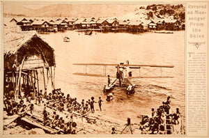 1923 Rotogravure Papua New Guinea Village Airplane Frank Hurley Cargo Cult God
