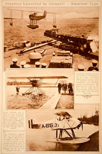 1923 Rotogravure Navy Seaplane Launch USS Maryland Hydroplane Historic Aviation