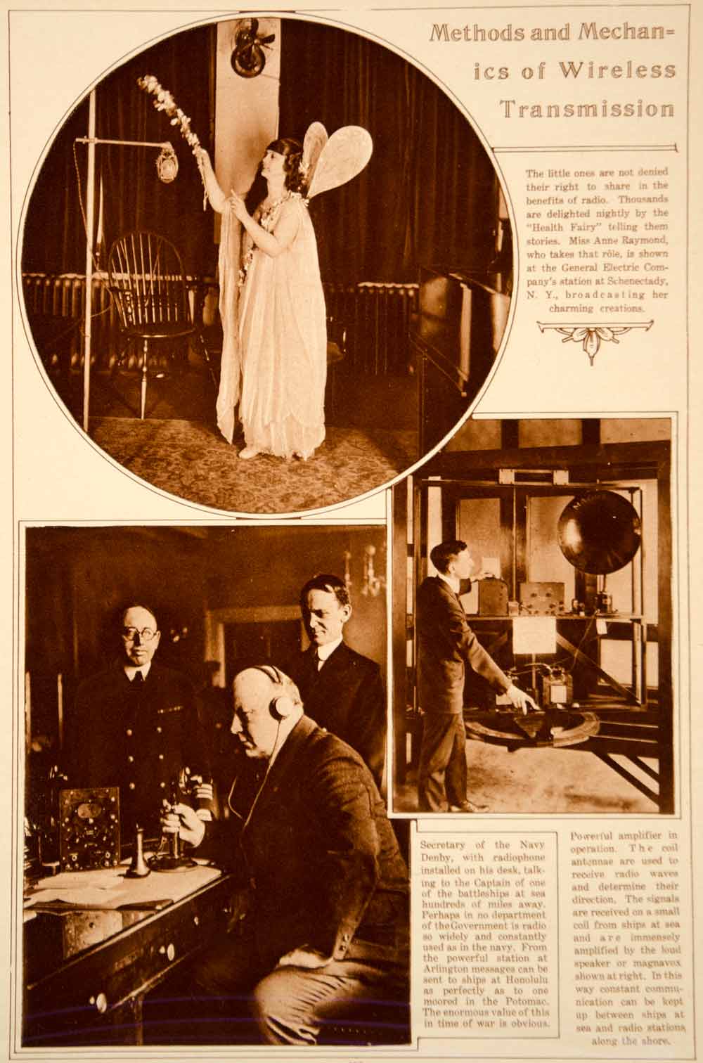 1923 Rotogravure Radio Amplifier Broadcasting Radiophone Wireless Health Fairy