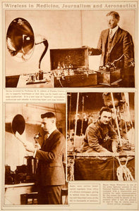 1923 Rotogravure Wireless Radio Use Microphone Stethoscope Broadcasting Historic