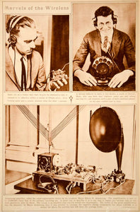 1923 Rotogravure Wireless Radio Broadcasting Deaf Armstrong Amplifier Historic