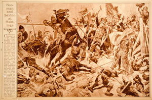1923 Rotogravure Battle of Hastings Norman Saxon Richard Caton Woodville Art