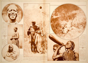 1923 Rotogravure Africa Kikuyu Bride Groom Congo Lip Plate People Ethnic Lion