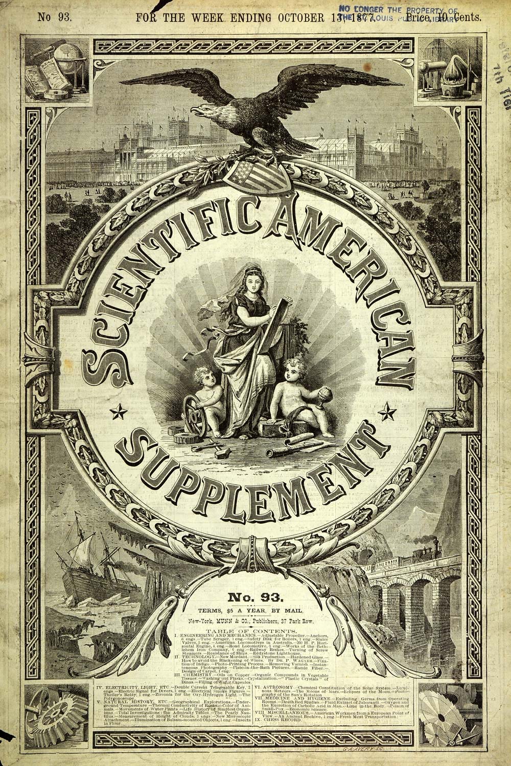 1877 ORIGINAL Cover Scientific American Suppl. No. 93 - ORIGINAL SA1A