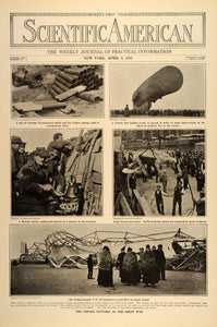 1915 Print Scientific American WWI Soldiers Zeppelin Wartime Great War SA1A - Period Paper
