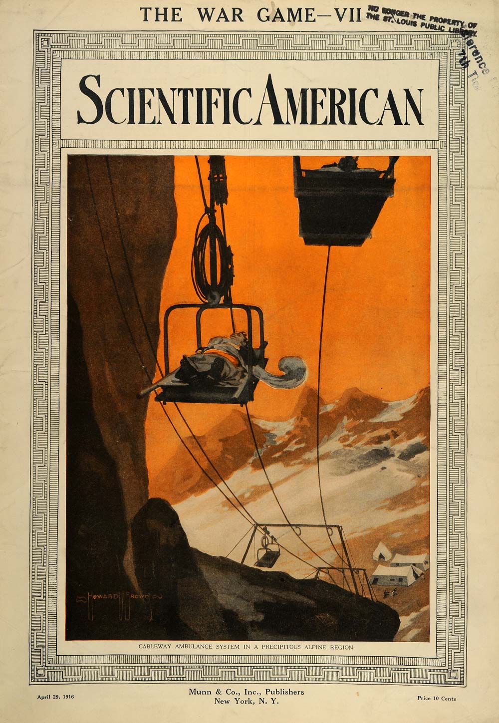 1916 Cover Scientific American Howard V Brown Ambulance - ORIGINAL SA1A